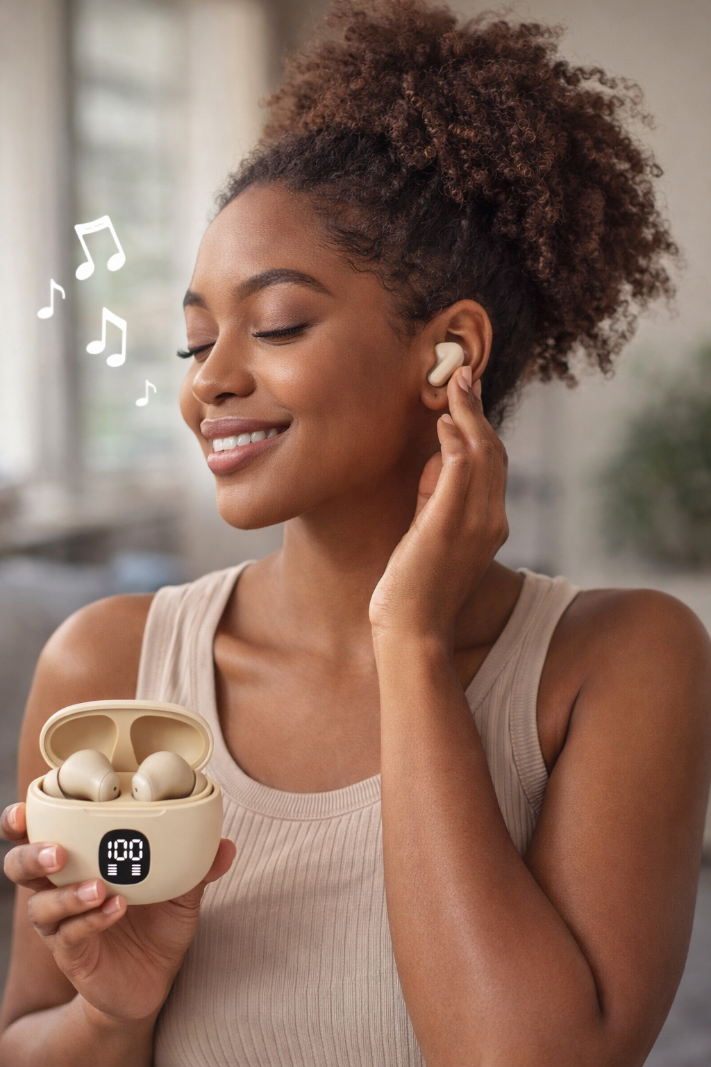 Écouteurs Bluetooth Sans Fil avec Boîtier Intelligent à Affichage LED