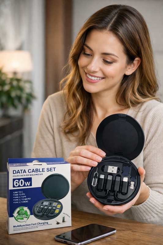 Kit de Câble de Charge Universel 6-en-1 LalyTech – Compact, Intelligent et Compatible Tous Appareils